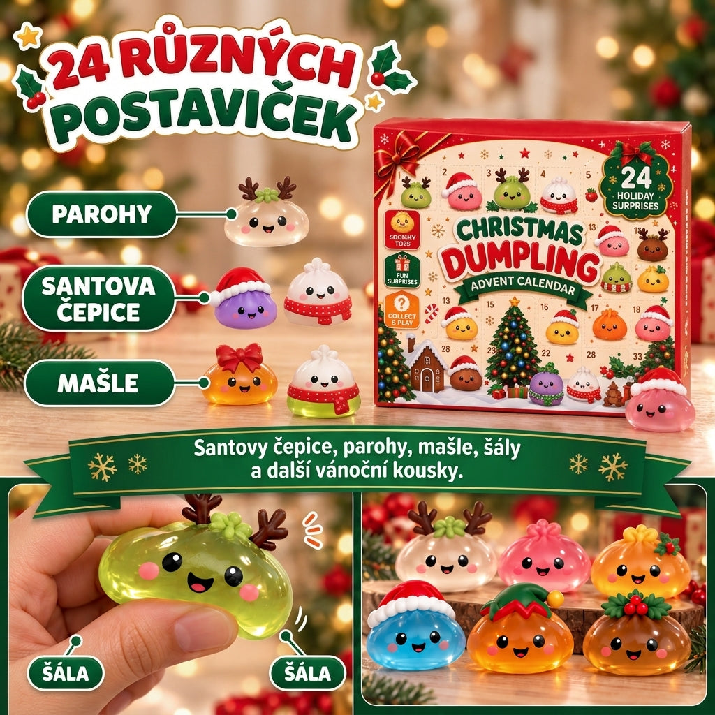 Adventní kalendář Squishy Knedlíčci – 24 překvapení do Vánoc