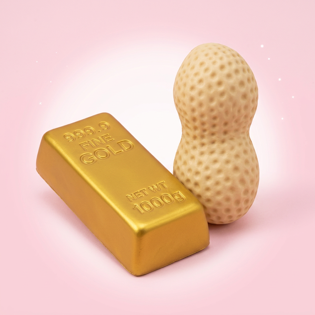 Squishy duo – zlatý slitek + ořech